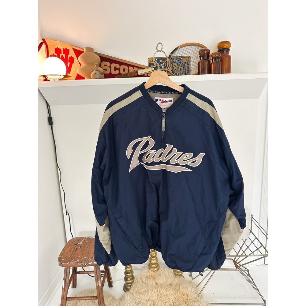 Vintage Majestic Authentic Warm Up MLB San Diego Padres Quarter Zip Jacket XXL